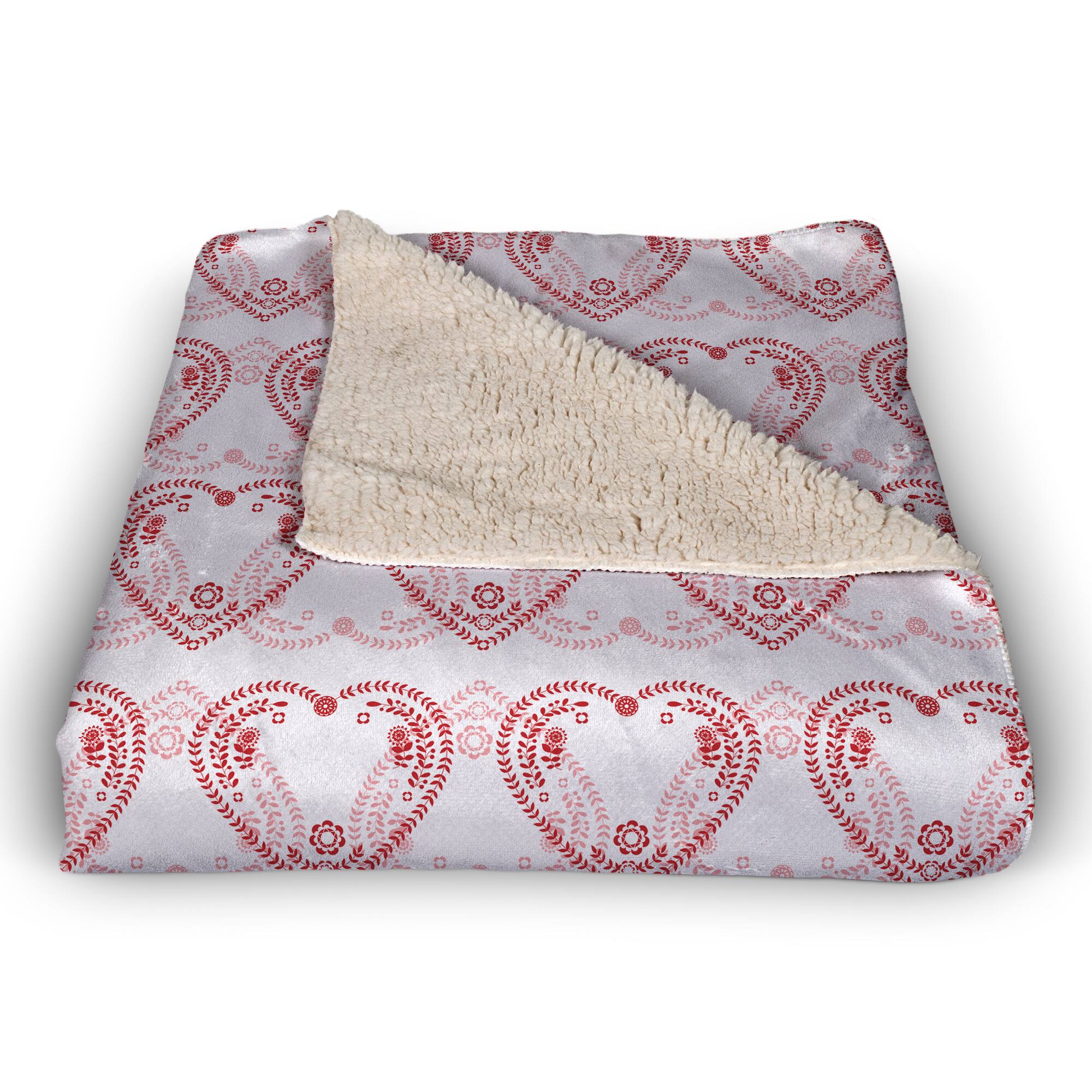 Red & Pink Interlocking Hearts Sherpa Fleece Blanket
